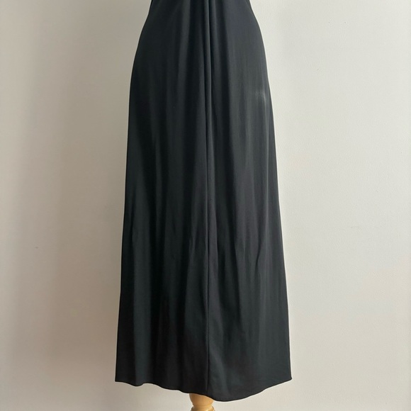Vintage 70s Black Keyhole Flutter Sleeve Maxi Dress 38 - Picture 6 of 10